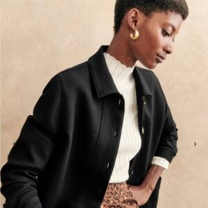 Sezane Will Jacket Black Wool Blend XS